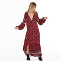 Women Vintage Style Long-sleeve Loose Pattern Maxi Dress