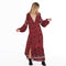 Women Vintage Style Long-sleeve Loose Pattern Maxi Dress