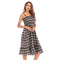 Women Vintage Style Ruffled Defined Waisted Checkered Print Slip Dress