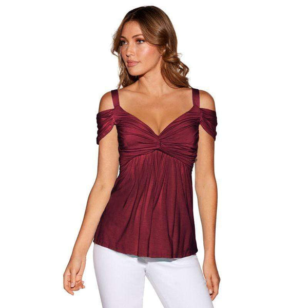 Women Vintage Style Sexy Off-shoulder Design Backless Pleated Camisole