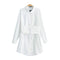Women White Color Long-sleeve Belted Shirt Dress