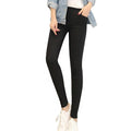 Women Winter Fleece Lined Slim Solid Color High Elasticity Pencil Pants