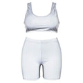 Young Lady Solid Color Elastic Work-out Tank Shorts Set