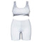Young Lady Solid Color Elastic Work-out Tank Shorts Set