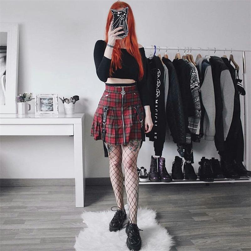 Young Women Classic Plaid Pattern A Shape Pleated Mini Skirt