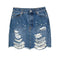 Young Women Fashion Imitation Pearl Decorated Unique Ripped Denim Skirt