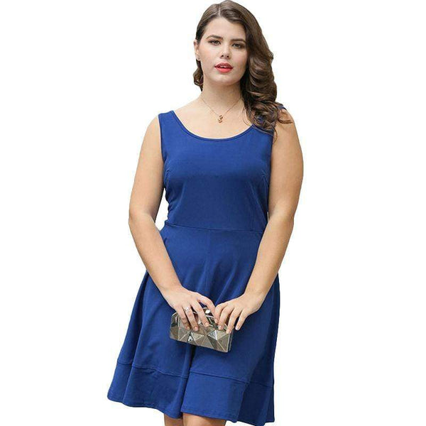 Young Women Plus Size Solid Color Casual Sleeveless Dress