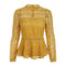 Young Women Solid Color Lace Fabric Long-sleeve Mock Neck Blouse
