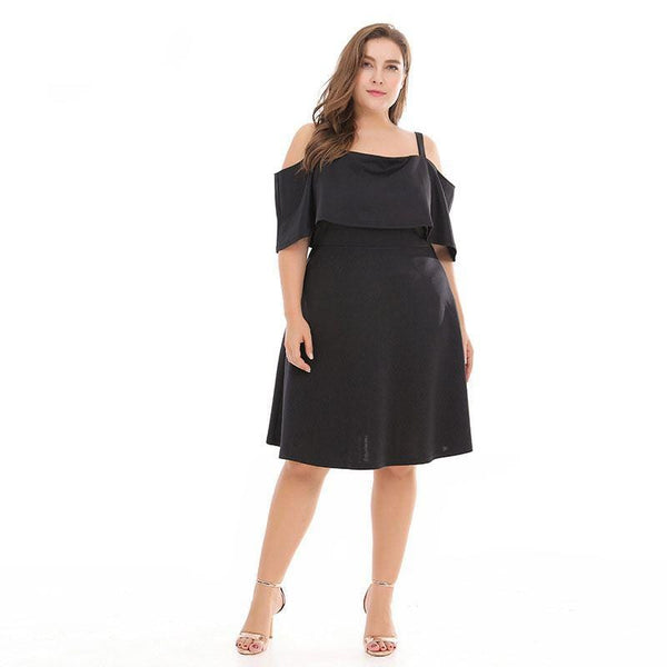 Young Women Sweet off-shoulder Design Solid Color Casual Party Dress