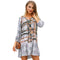 Young Women Unique Geometric Pattern Long Sleeves A Shape Dress