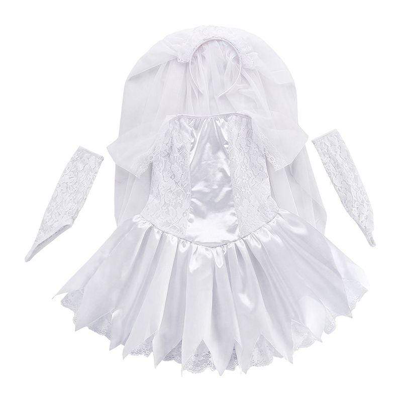 Little Girl Stage Play Costume Set Halloween Party Cosplay Ghost Bride Wedding Dress