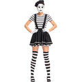 TIY Costumes Stripes Pattern Funny Clown Overall Dress Halloween Cosplay Costume TIY