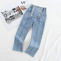 TIY Denim Simple Style Girls Double-breasted Design Denim Jeans TIY