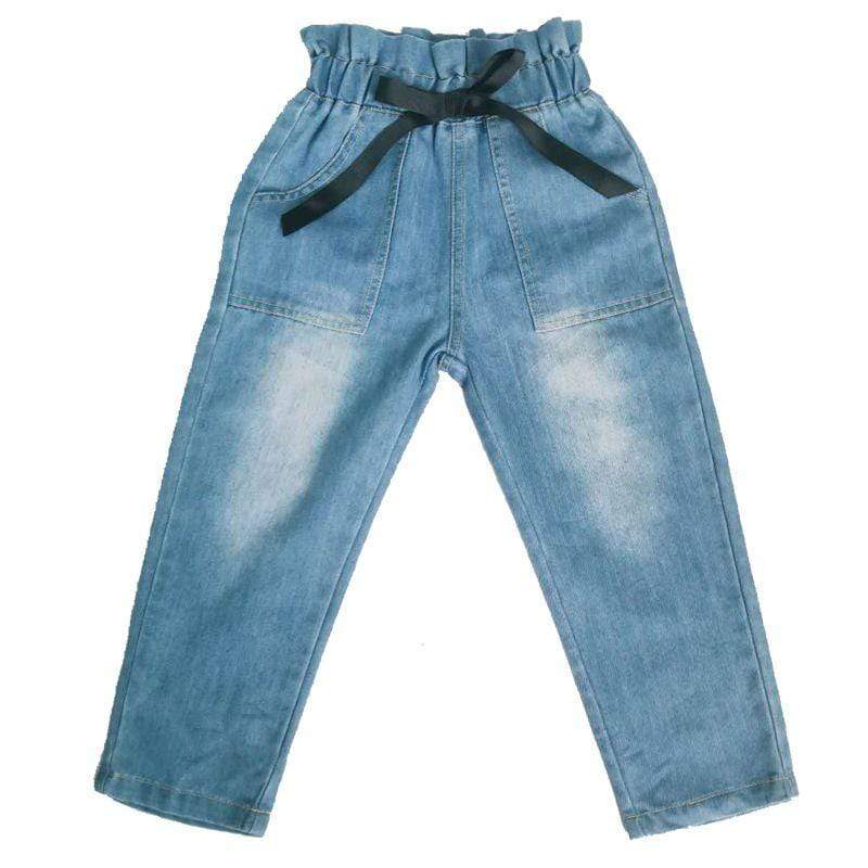 TIY Denim Simple Style Girls Pocket Loose Denim Pants TIY