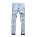 TIY Denim Street Style Man Solid Color Extensible Ripped Jeans TIY