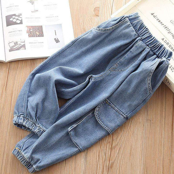 Stylish Girls Side Pocket Design Denim Pants