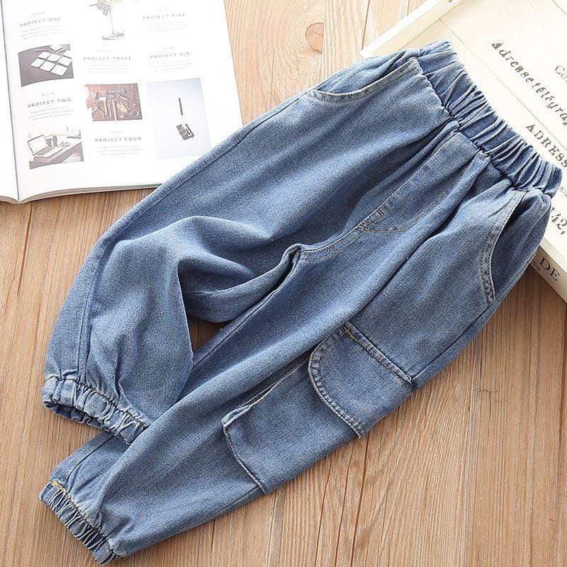 Stylish Girls Side Pocket Design Denim Pants