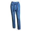 Thin High Rise Loose Bowknot Waistband Broad Leg Jeans
