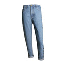Trendy Simple High Rise Loose Rivets Hollow Out Metal Eyed Jeans