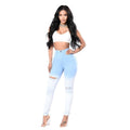 Unique Gradient Color Ripped Design Women Sexy Skinny Jeans