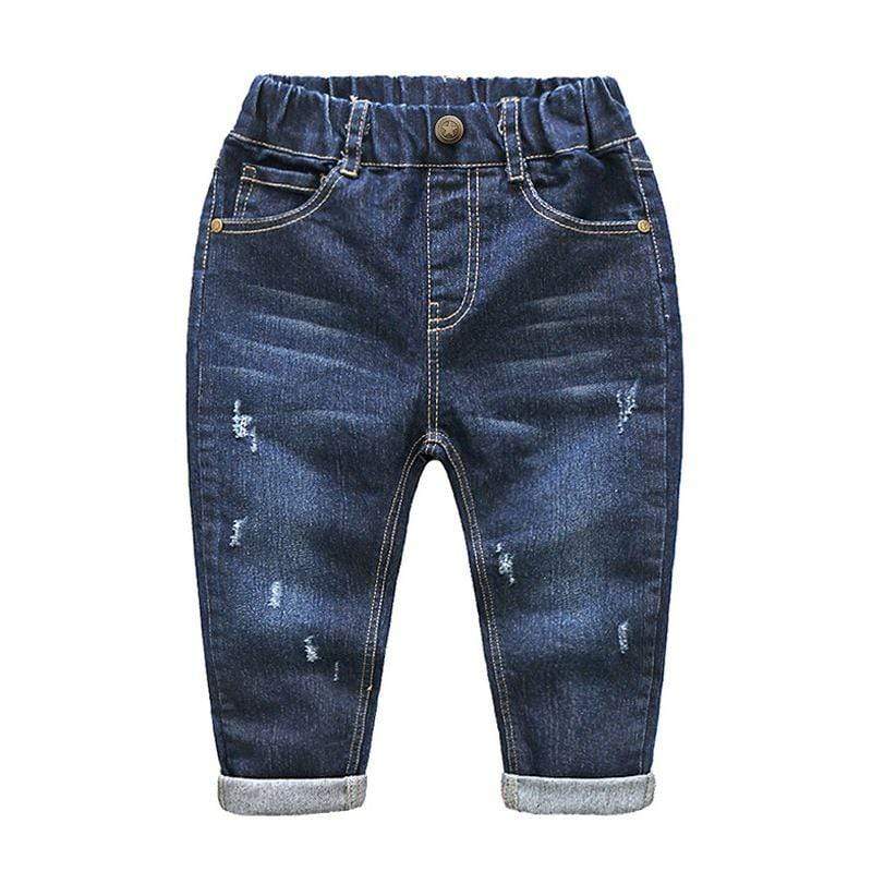 Vintage Style Boys Cotton Ripped Denim Jeans
