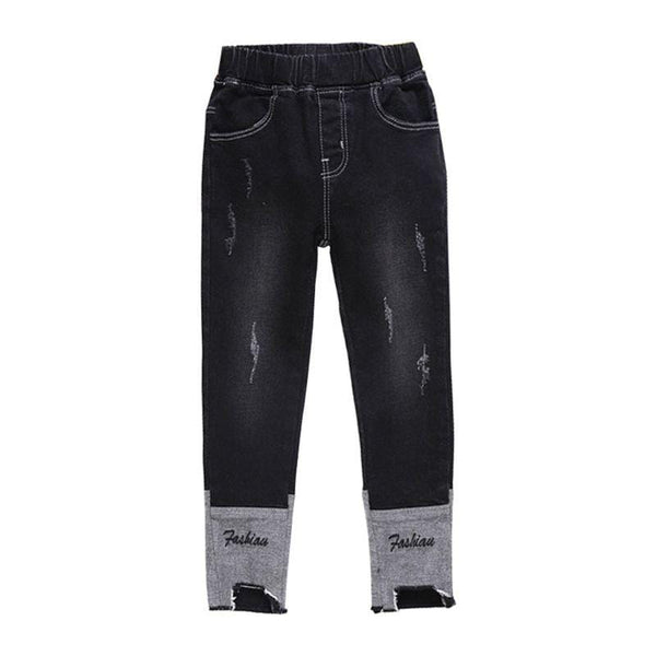 TIY Denim Vintage Style Girls Cotton Letter Embroidered Patchwork Jeans TIY