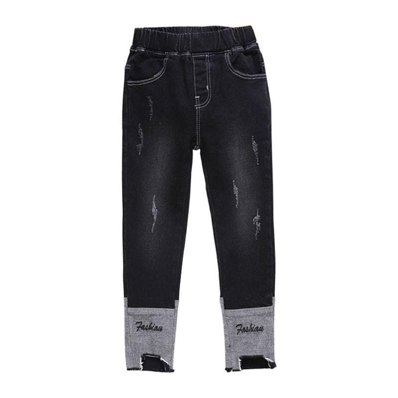 TIY Denim Vintage Style Girls Cotton Letter Embroidered Patchwork Jeans TIY