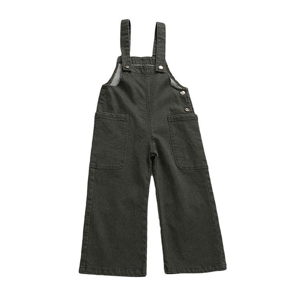 TIY Denim Vintage Style Girls Cotton Solid Color Flared Romper TIY