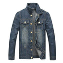 TIY Denim Vintage Style Men Cotton Lapel Denim Jacket TIY