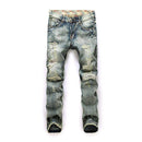 TIY Denim Washed Hot Style Man Solid Color Slim Extensible Medium Pants TIY