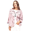 Young Women Fashion Dyeing Denim Casual Oversize Street Style Jacket