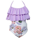 TIY Family Apparel One-Piece Matching Family Outfits Ruffle Design Halterneck Swimwear TIY