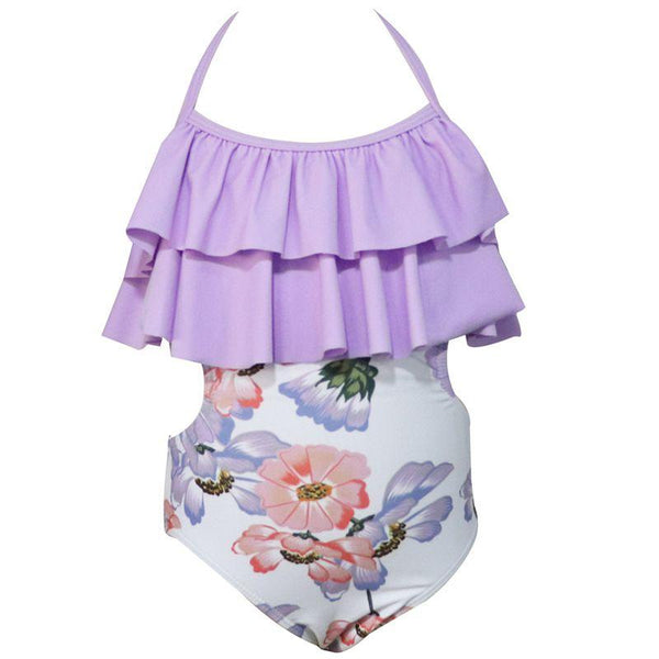 TIY Family Apparel One-Piece Matching Family Outfits Ruffle Design Halterneck Swimwear TIY