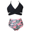 Two-piece Mom And Daughter Halterneck Cross Design Swimsuit