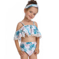 Two-piece Mom And Daughter Tassel Floral Printed Ruffle Swimsuit