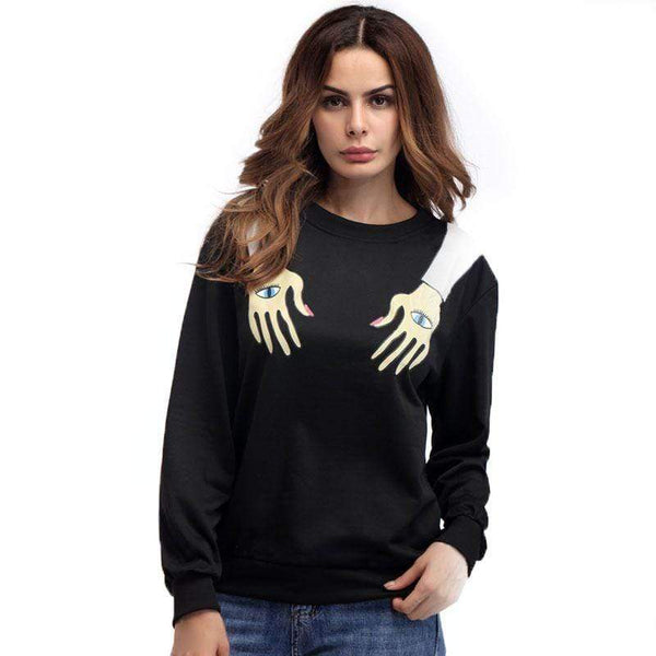 TIY Fleece Punk Style Hands Print Long-sleeve Round Neck Sweatshirt TIY