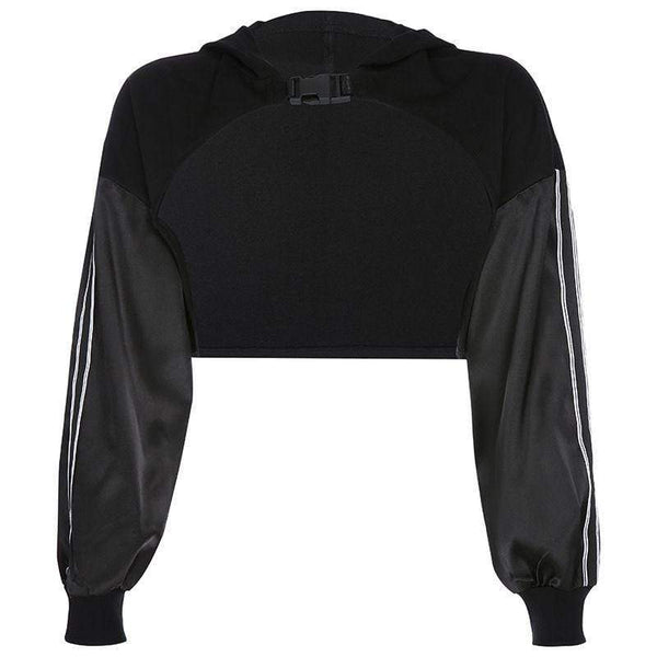TIY Fleece Sexy Cut-out Plastic Buckle Decor Design Women Fashion Long-sleeve Sweatshirt TIY