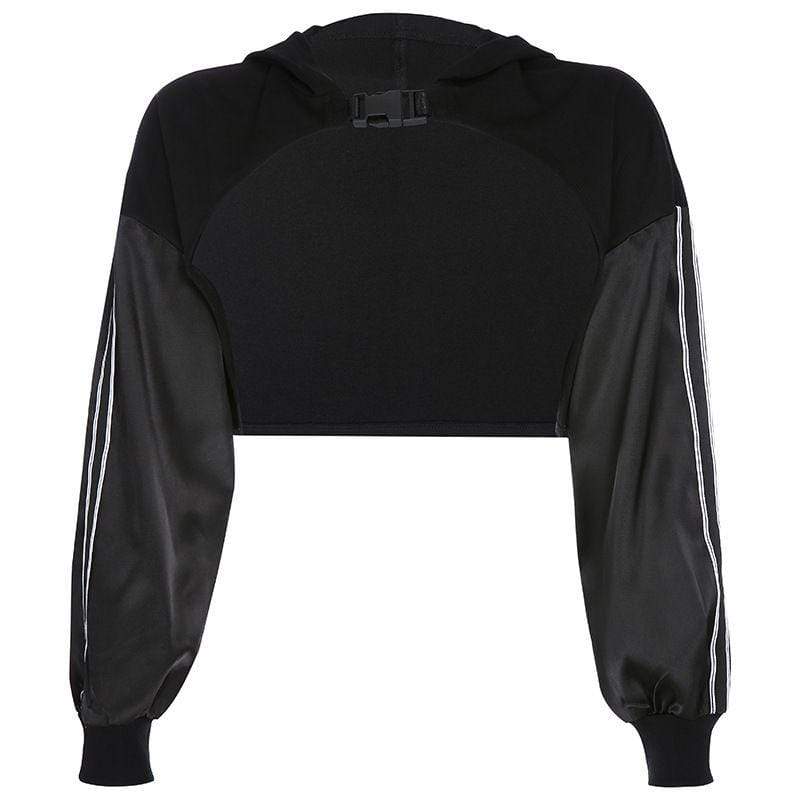 TIY Fleece Sexy Cut-out Plastic Buckle Decor Design Women Fashion Long-sleeve Sweatshirt TIY