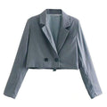 TIY Fleece Sexy Lady Two Buttons Decor Cropped Blazer TIY