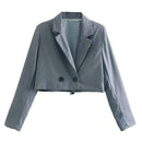 TIY Fleece Sexy Lady Two Buttons Decor Cropped Blazer TIY