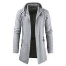 TIY Fleece Simple Style Men Solid Color Lace-up Design Hooded Coat TIY