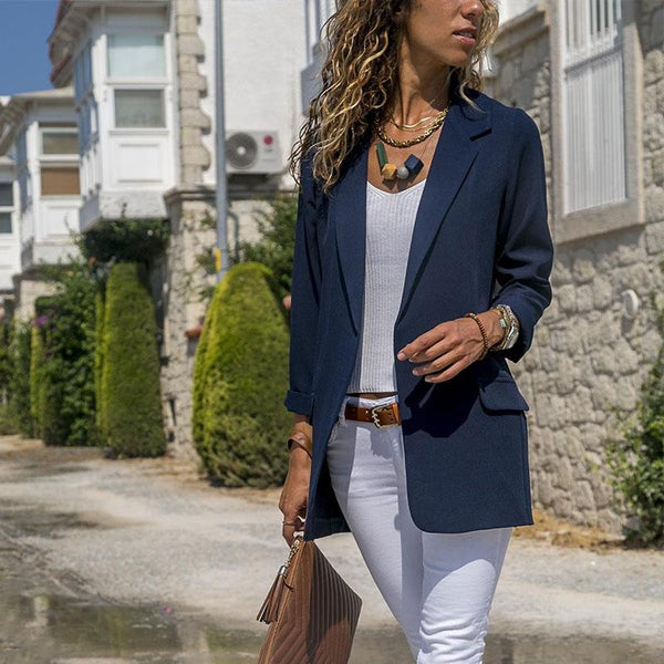 TIY Fleece Simple Type Women Solid Color Long Sleeve Slim Fit Suit TIY