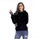 TIY Fleece Solid Color Unique Patchwork Design Women Winter Fall Fleece Lined Hoodies TIY