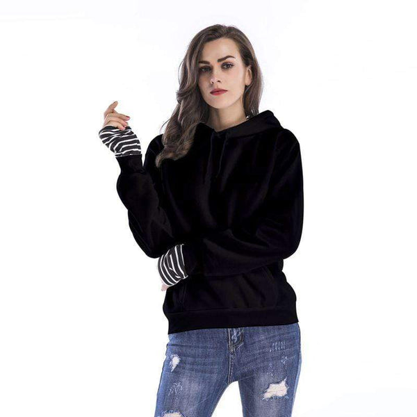 TIY Fleece Solid Color Unique Patchwork Design Women Winter Fall Fleece Lined Hoodies TIY