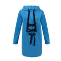 TIY Fleece Street Style Contrast Lace-up Design Women Loose Pattern Long Length Hoodies TIY
