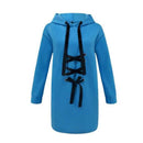 TIY Fleece Street Style Contrast Lace-up Design Women Loose Pattern Long Length Hoodies TIY