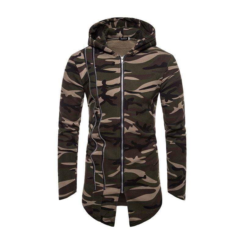 TIY Fleece Stylish Men Cotton Camouflage Printed Long Sleeves Casual Zipper Outerwear Hoodie TIY