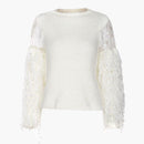 Sweet Tassel Feather Design Women Solid Color Patchwork Sweatshirt