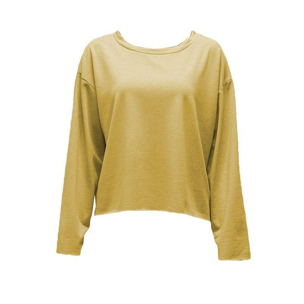 Sweet Young Lady Solid Color Pullover Pattern Flare Sleeves Loose Sweatshirt