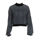 Trendy Women Hot Sale Casual Style Plaid Print Lantern Sleeves Sweatshirt